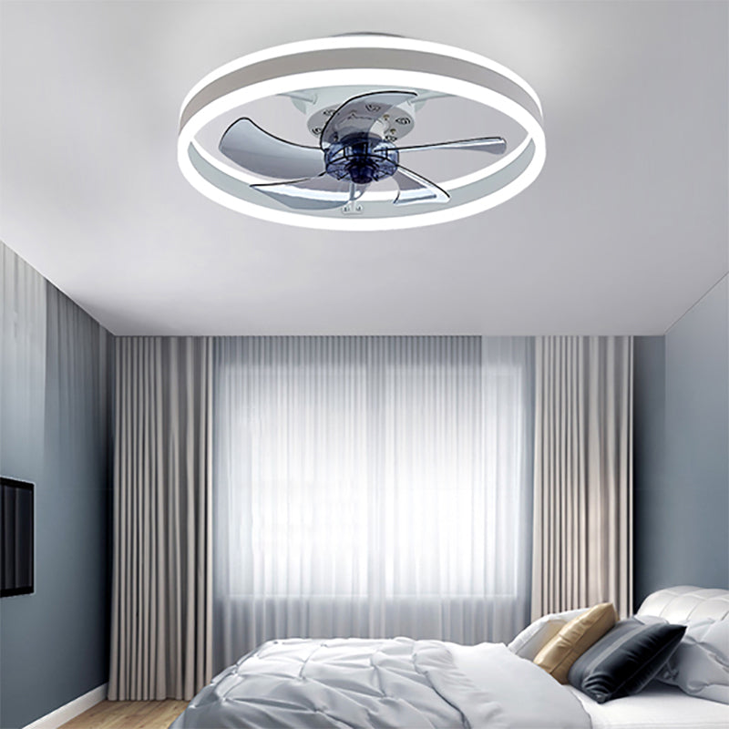Metal Fan Ceiling Lights Modern Style 1 Light Flush Mount Lamp for Bedroom
