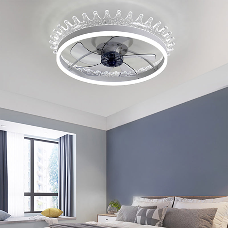 Metal Fan Ceiling Lights Modern Style 1 Light Flush Mount Lamp for Bedroom