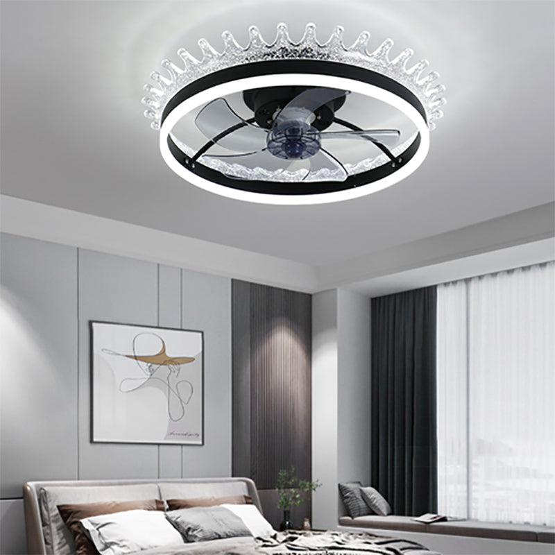 Metal Fan Ceiling Lights Modern Style 1 Light Flush Mount Lamp for Bedroom