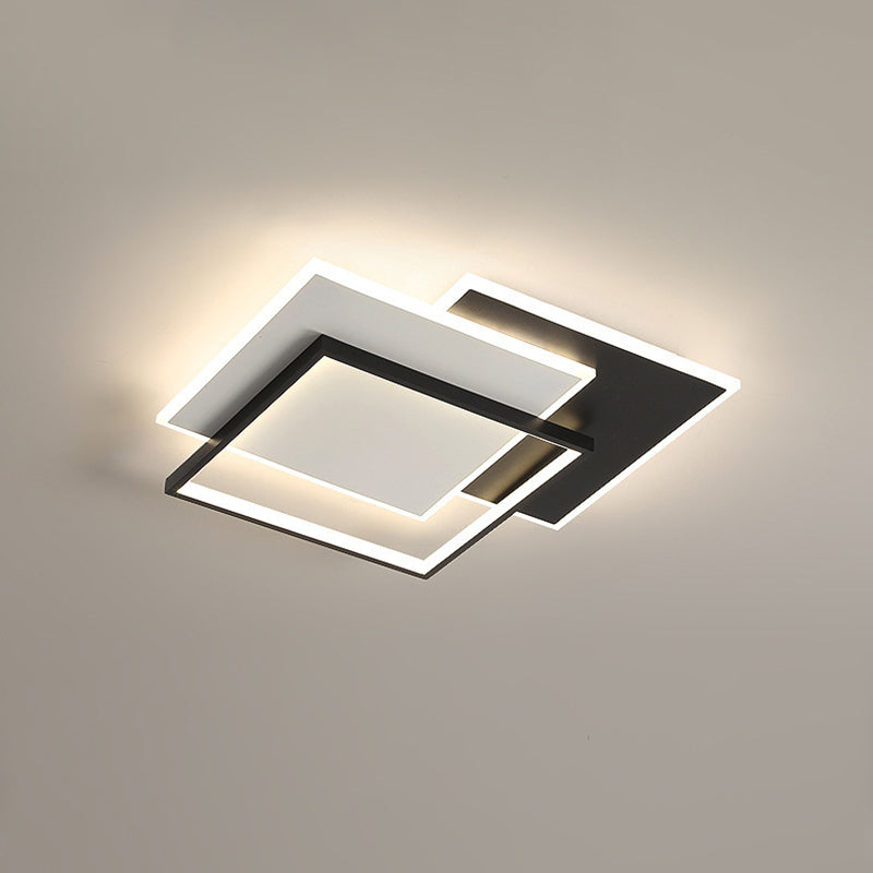 Modern Style Geometry Ceiling Lights Metal 3 Light Ceiling Lamps for Bedroom in Black