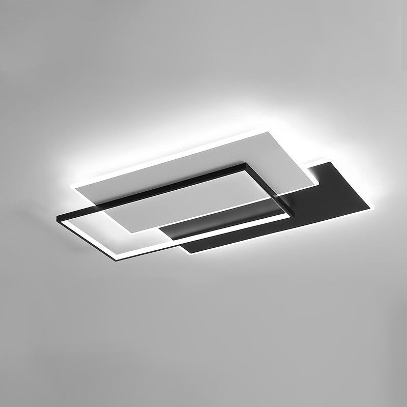 Modern Style Geometry Ceiling Lights Metal 3 Light Ceiling Lamps for Bedroom in Black