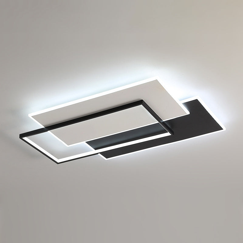 Modern Style Geometry Ceiling Lights Metal 3 Light Ceiling Lamps for Bedroom in Black