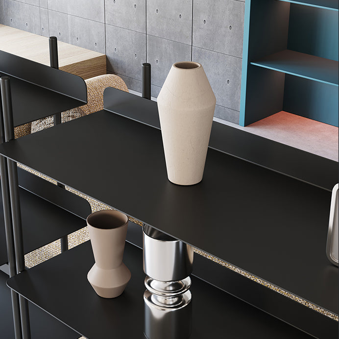 Contemporary Metal Etagere Bookshelf Open Office and Living Room Bookcase