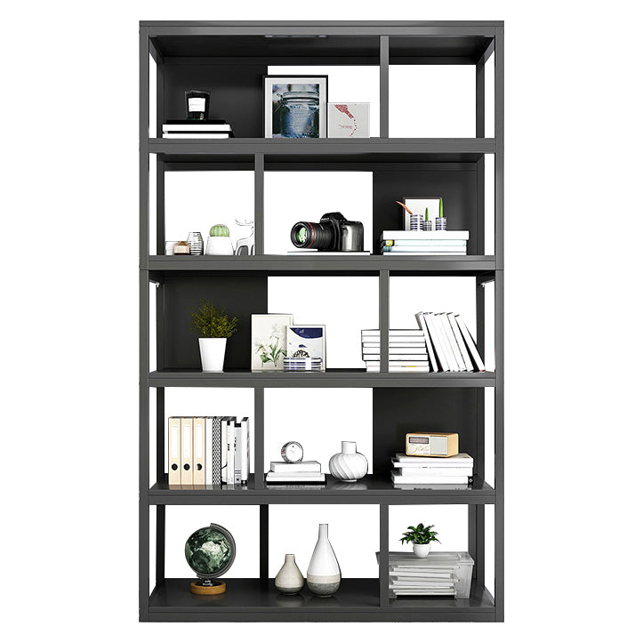 Vertical Metal Frame Etagere Bookshelf Manufactured Wood Shelf Bookcase for Living Room