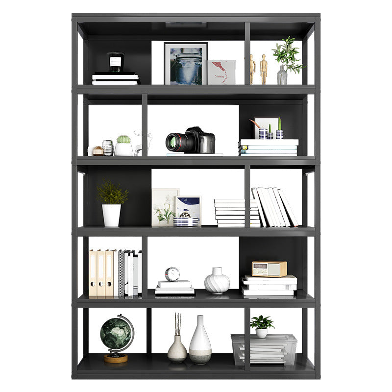 Vertical Metal Frame Etagere Bookshelf Manufactured Wood Shelf Bookcase for Living Room