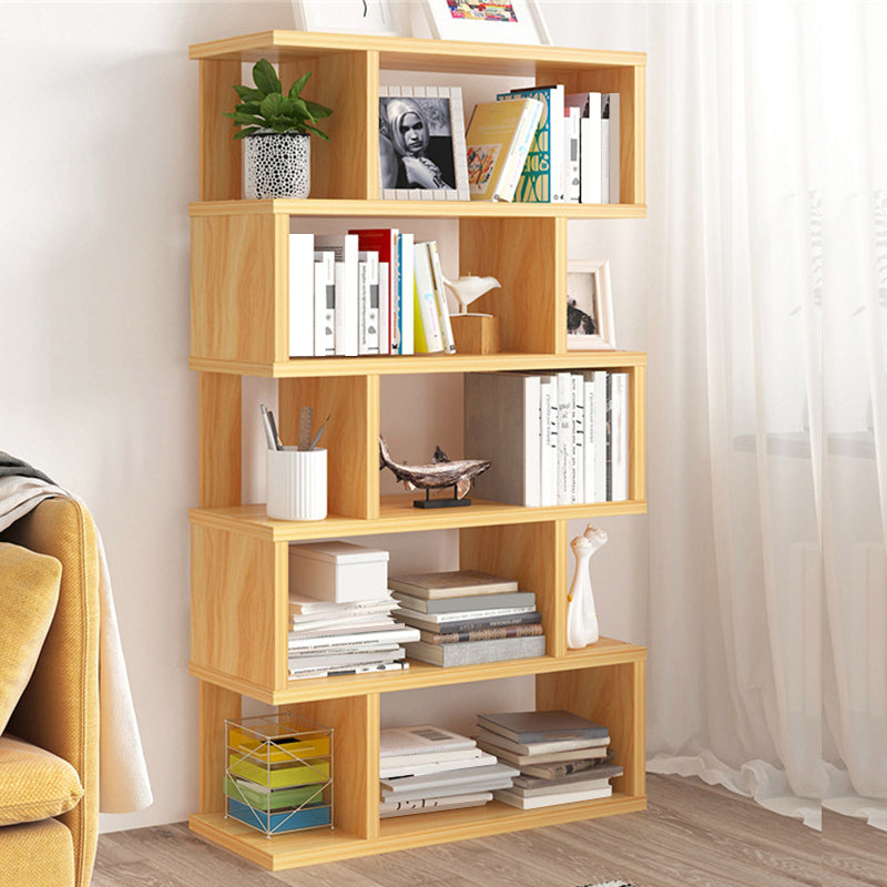 Wood Standard Bookcase Contemporary Style Open Back Bookshelf for Home Office