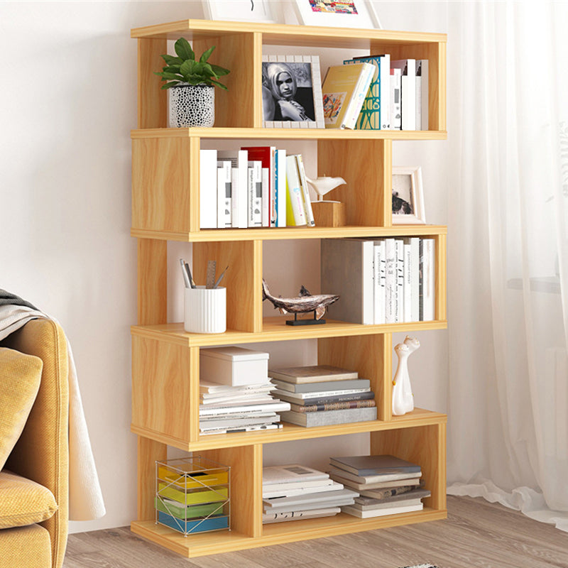 Wood Standard Bookcase Contemporary Style Open Back Bookshelf for Home Office