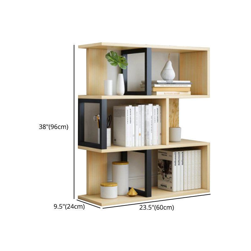 Wood Standard Bookcase Contemporary Style Open Back Bookshelf for Home Office