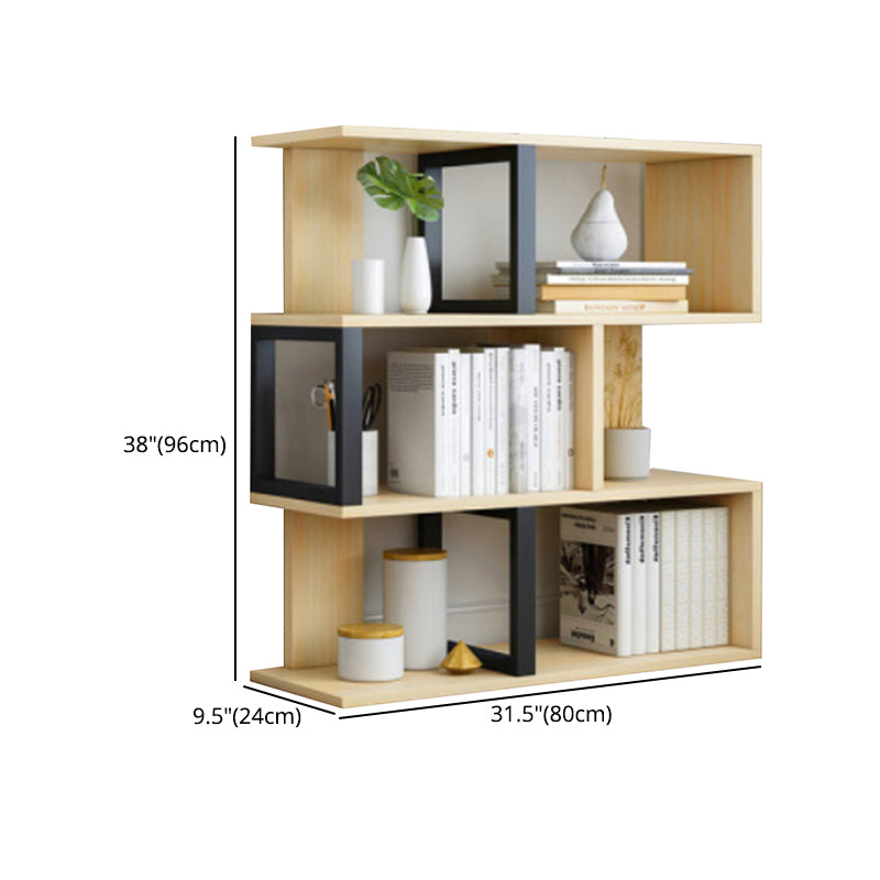 Wood Standard Bookcase Contemporary Style Open Back Bookshelf for Home Office