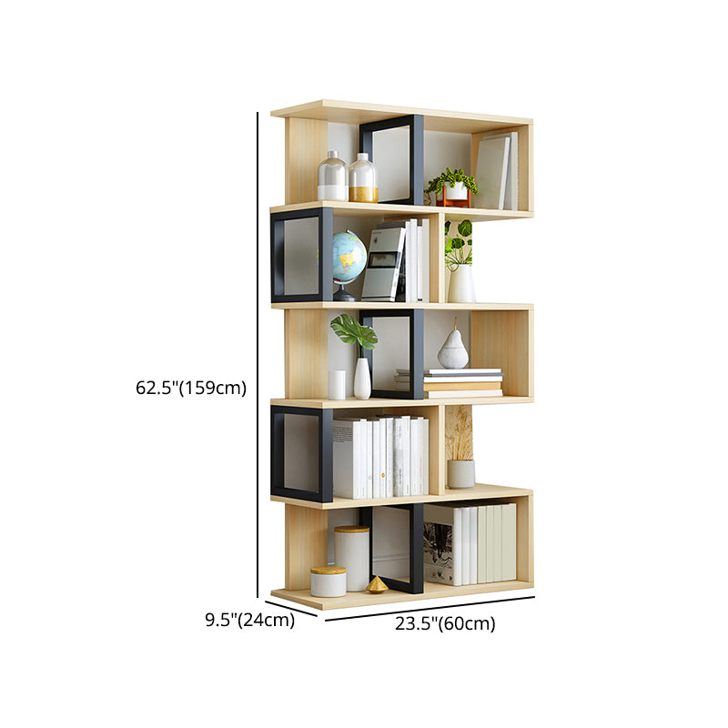 Wood Standard Bookcase Contemporary Style Open Back Bookshelf for Home Office