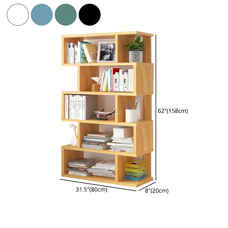 Wood Standard Bookcase Contemporary Style Open Back Bookshelf for Home Office