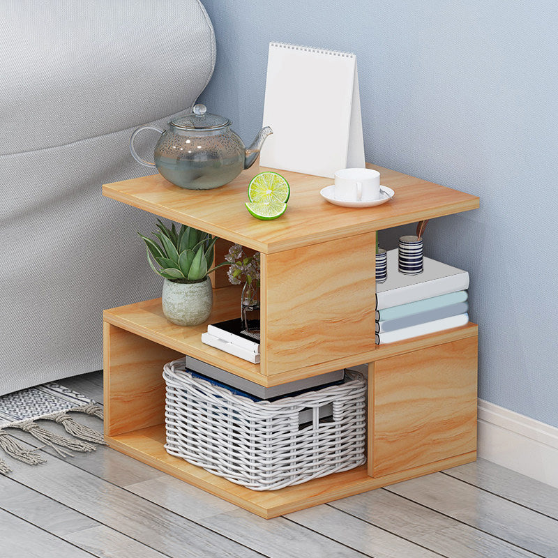 Wooden Craft Wood-based Panel with Wheel Base in Black/wood Color Side Table
