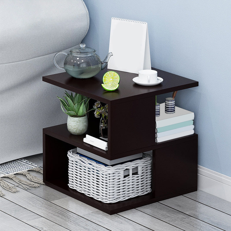 Wooden Craft Wood-based Panel with Wheel Base in Black/wood Color Side Table