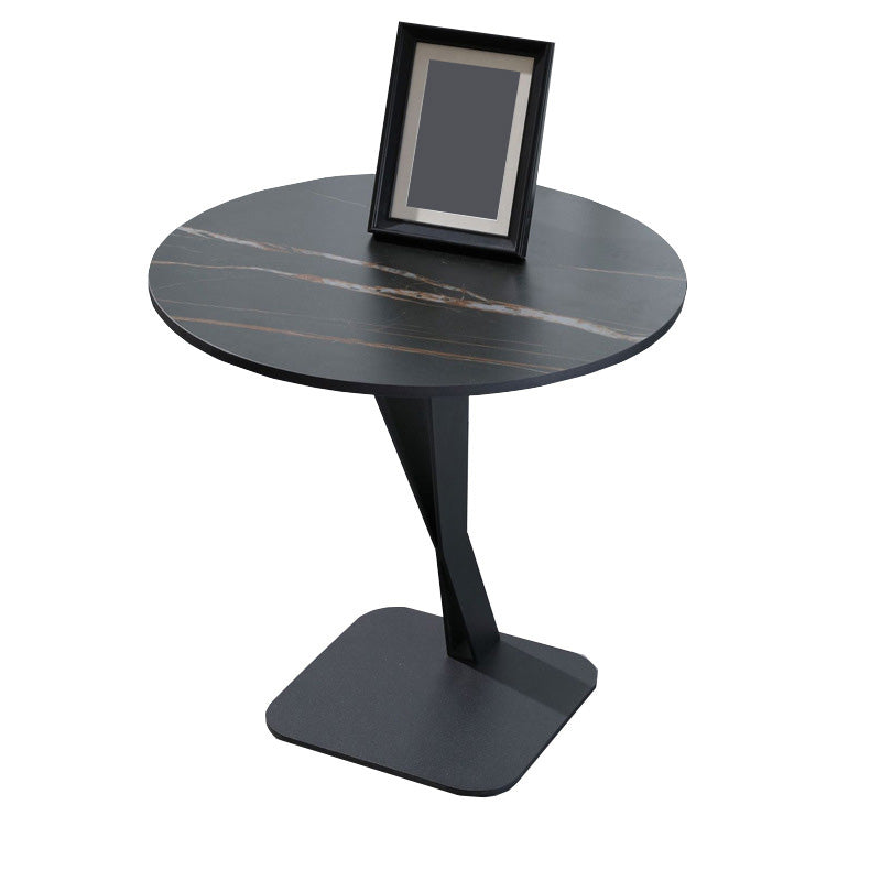 Marble Top End Table Mental Pedestal Sofa Side End Table for Living Room