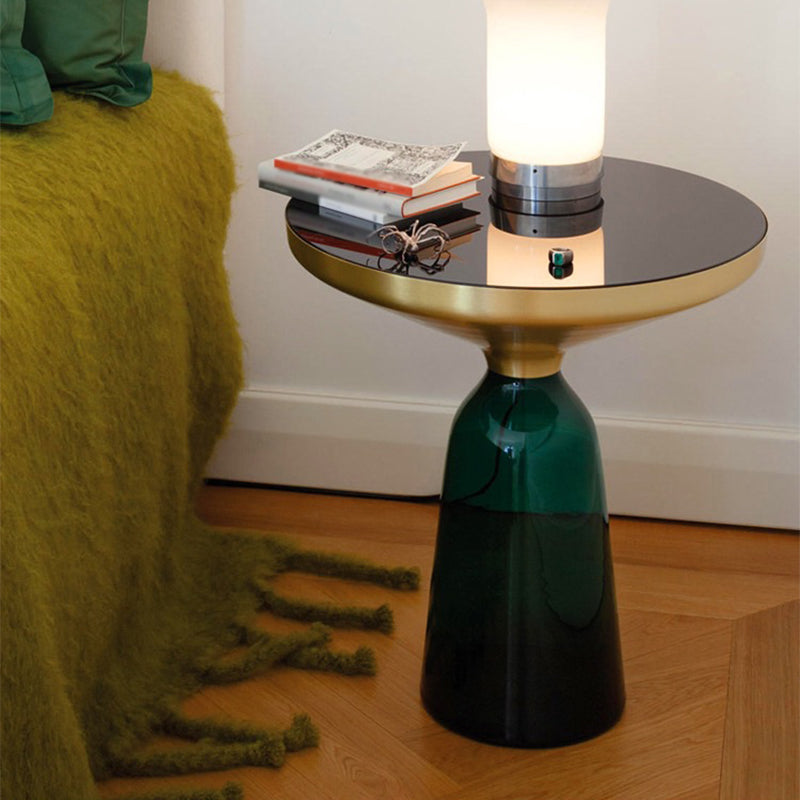 Contemporary Grey/Blue/Yellow/green/Purple Tempered Glass Round End Table