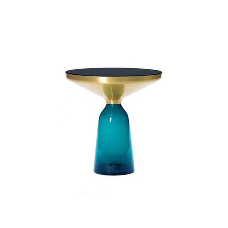 Contemporary Grey/Blue/Yellow/green/Purple Tempered Glass Round End Table