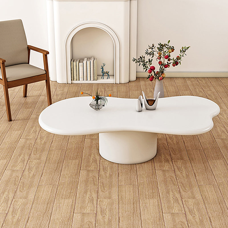 Modern Wood Pedestal Cocktail Table Free Form Coffee Table - White