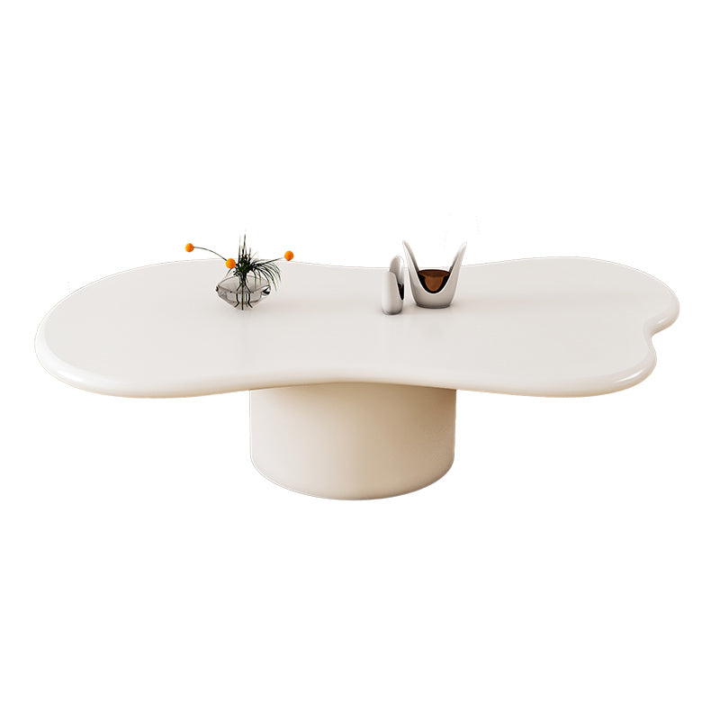 Modern Wood Pedestal Cocktail Table Free Form Coffee Table - White