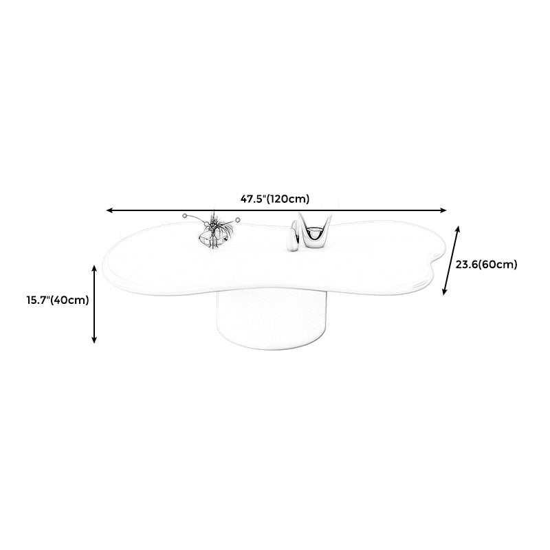 Modern Wood Pedestal Cocktail Table Free Form Coffee Table - White