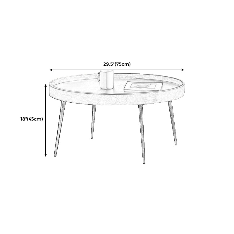 4 Legs Round Coffee Table Modern Wood Coffee Table in Brown/Black