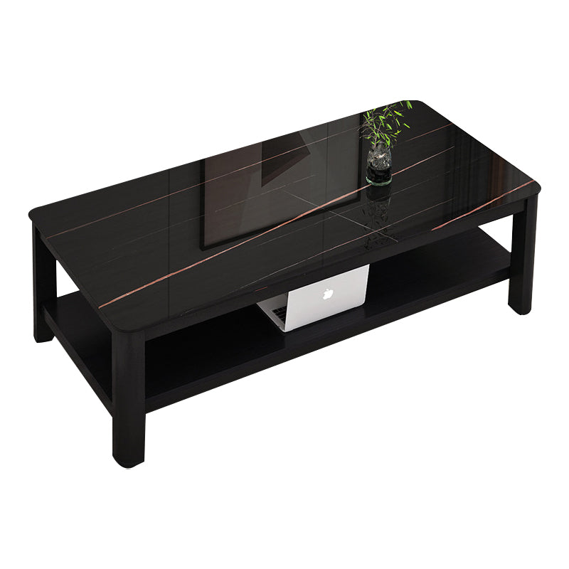 Modern Style White/Black/Grey Rock Rectangular Coffee Table with Slab Top