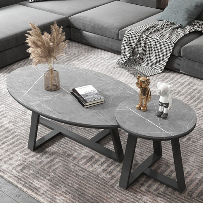 Modern Style Metal Base Material Grey/black/white Oval Coffee Table