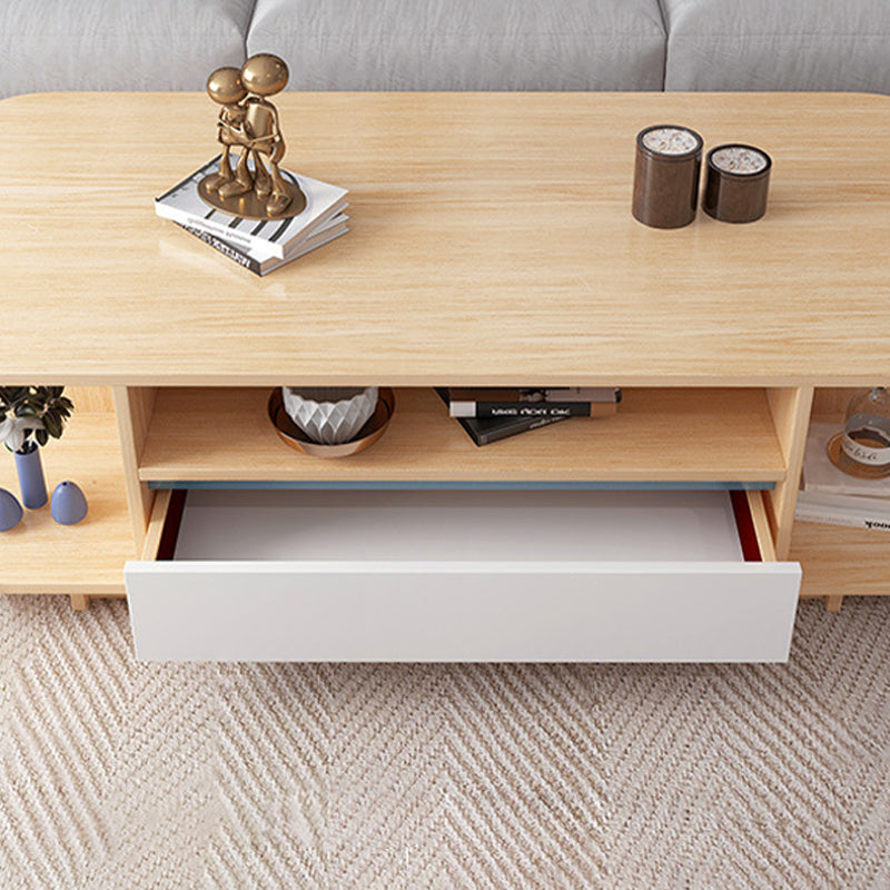 Modern Tray Top Coffee Table Wooden 4 Legs Cocktail Table for Home