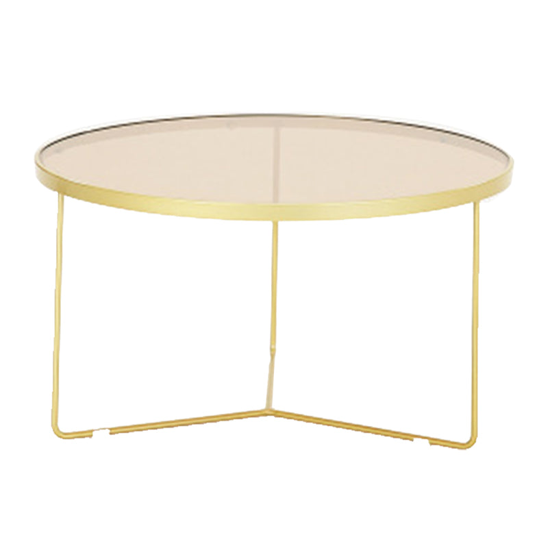 Glass and Slate Cross Legs Coffee Table Modern Round Table for Living Room