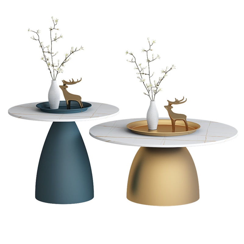 Slate 1 Single Modern Coffee Table Iron Pedestal Cocktail Table