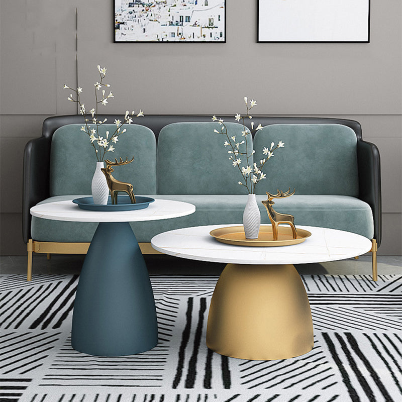 Slate 1 Single Modern Coffee Table Iron Pedestal Cocktail Table