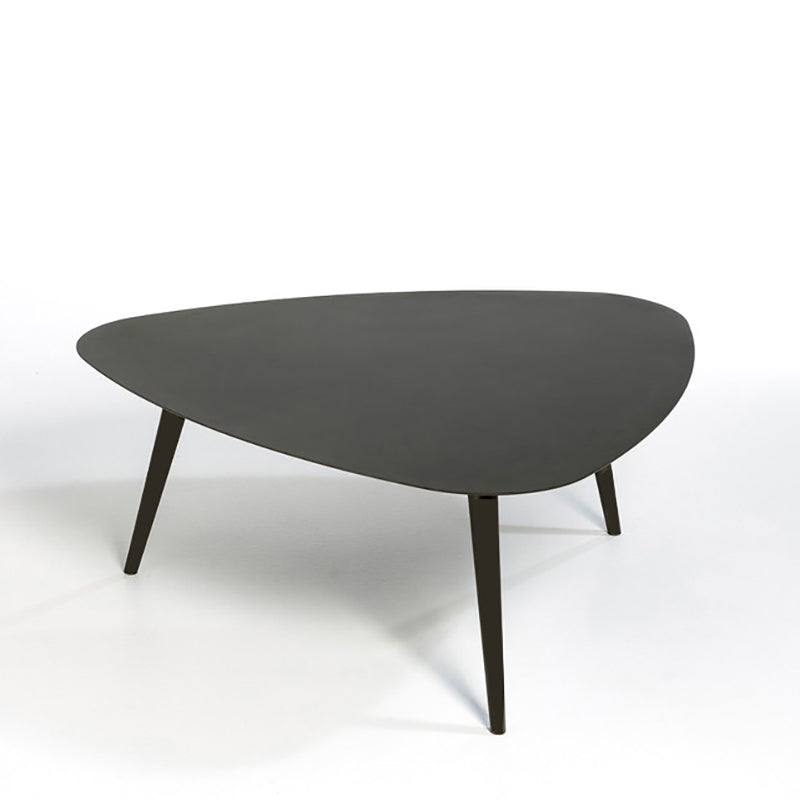 Modern Triangle Slate 3 Legs Coffee Table in Black and White