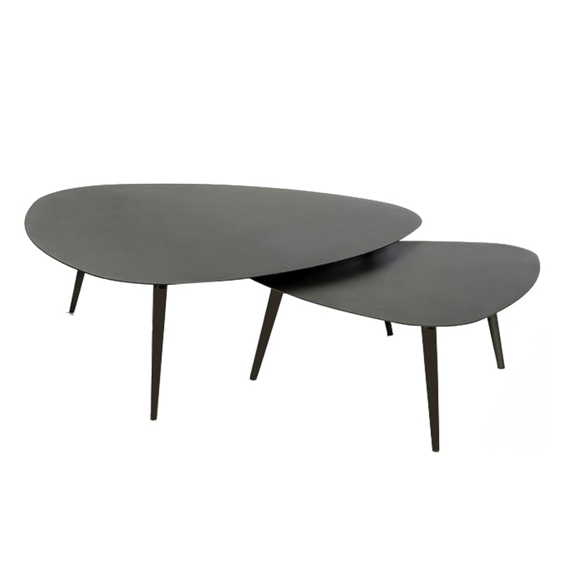 Modern Triangle Slate 3 Legs Coffee Table in Black and White