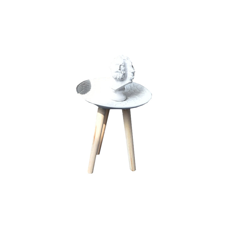Modern White Wooden Coffee Table Round Coffee Table with Three Legs