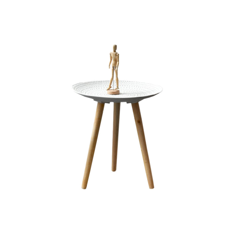 Modern White Wooden Coffee Table Round Coffee Table with Three Legs