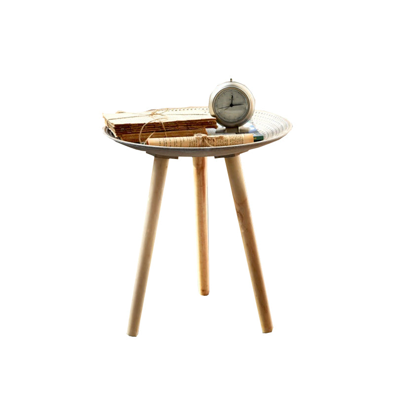 Modern White Wooden Coffee Table Round Coffee Table with Three Legs