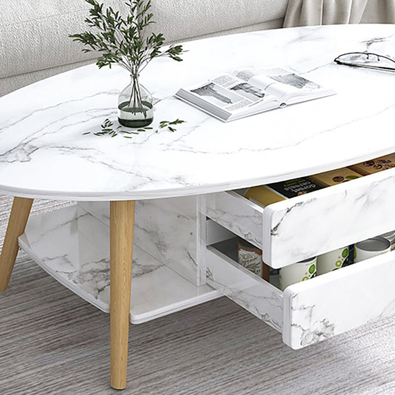 Modern  Coffee Table Wooden 3 Legs Cocktail Table with Drawer