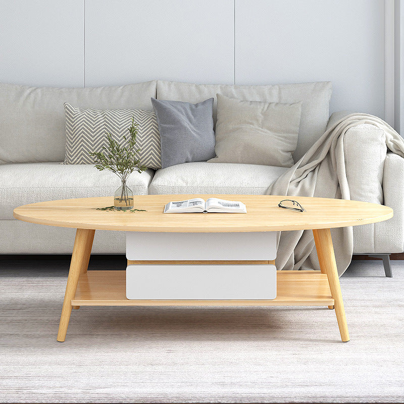 Modern  Coffee Table Wooden 3 Legs Cocktail Table with Drawer