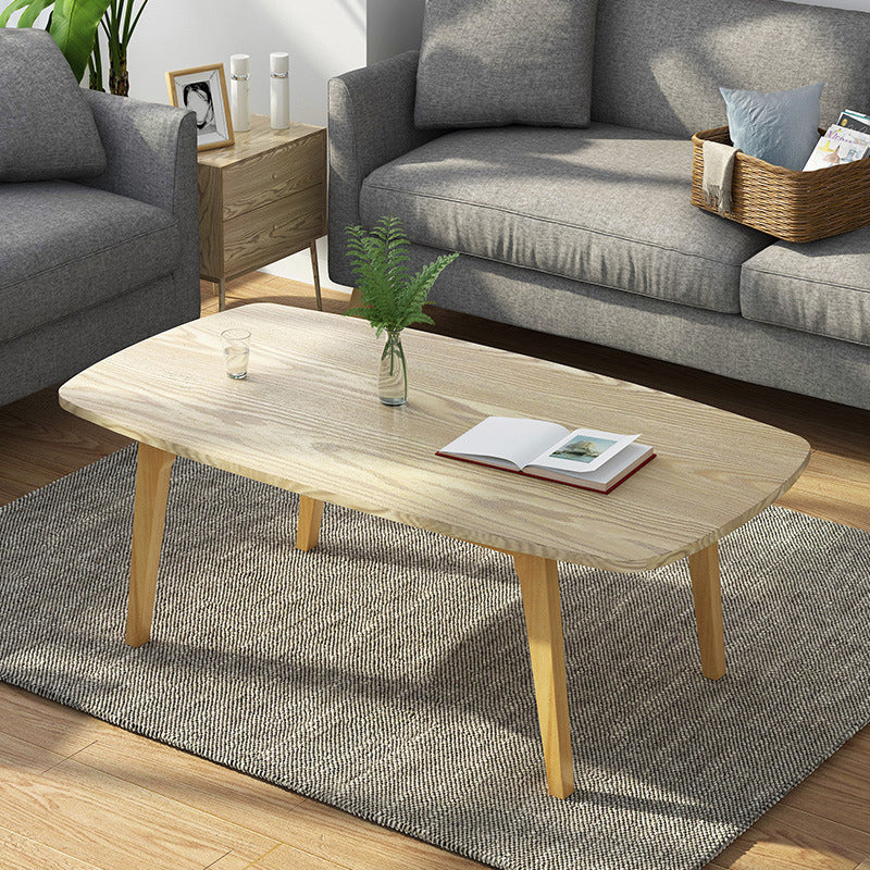 4 Legs Rectangular Coffee Table with Storage Rack Made of Wood