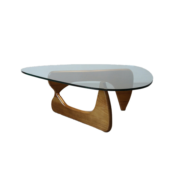 Abstract 1 Single Coffee Table Modern Cocktail Table with Wood Pedestal