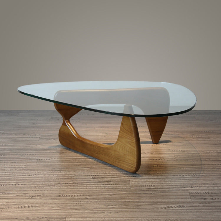 Abstract 1 Single Coffee Table Modern Cocktail Table with Wood Pedestal