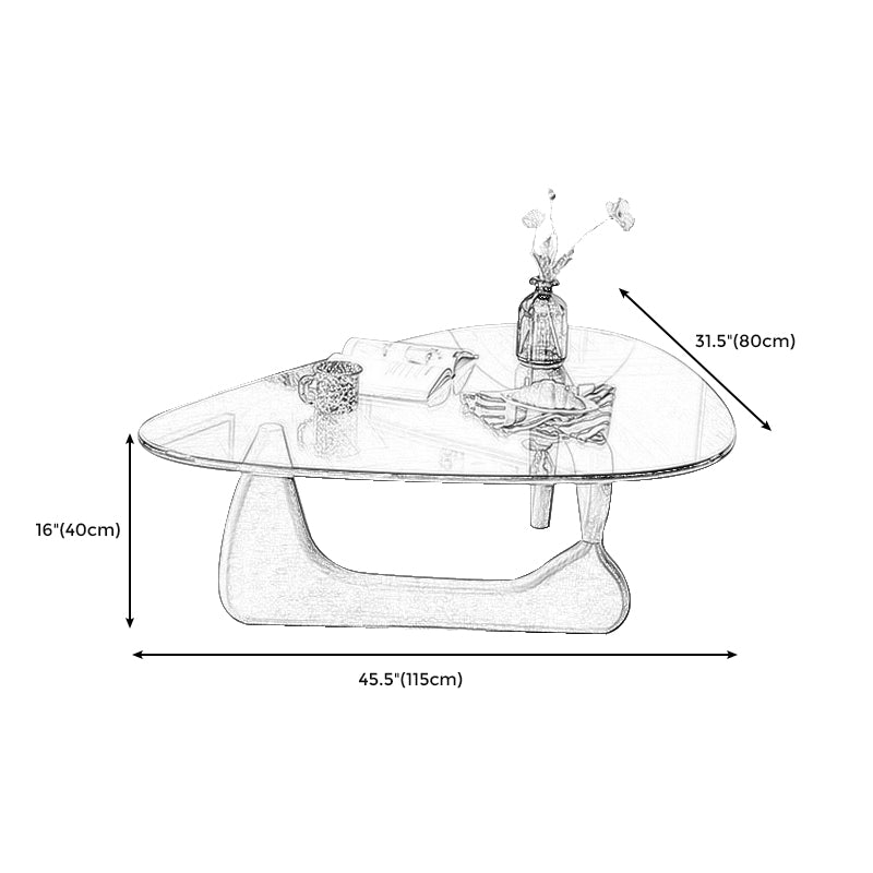 Abstract 1 Single Coffee Table Modern Cocktail Table with Wood Pedestal