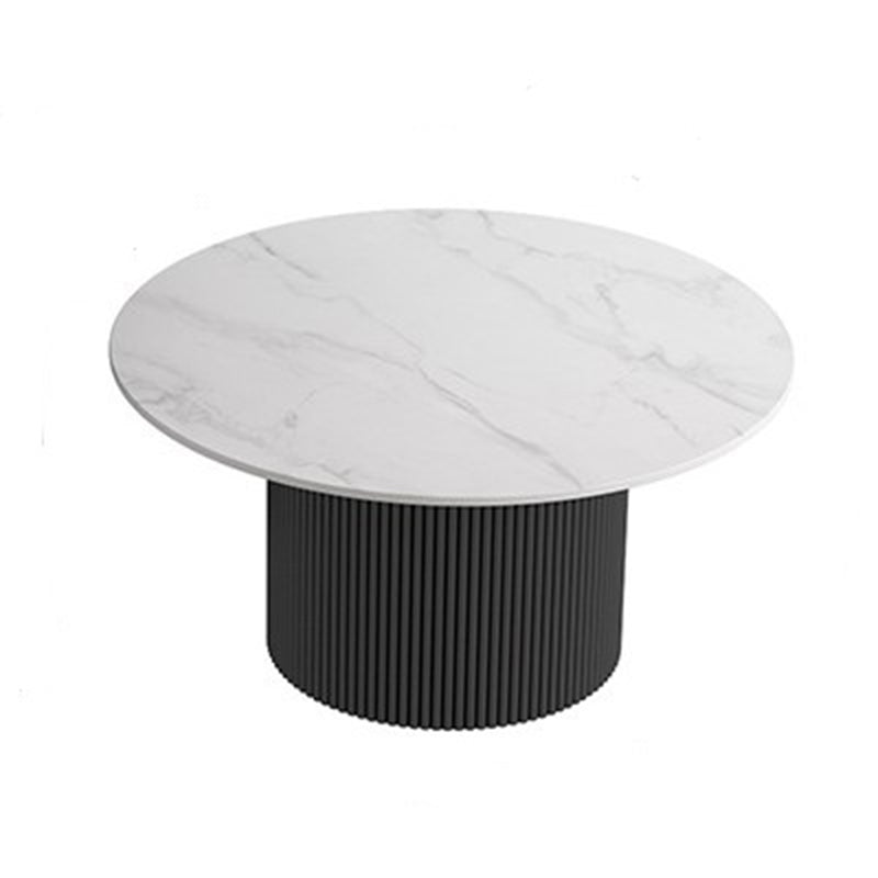 Round White Slate Coffee Table Pedestal 2 Nesting Coffee Table Set