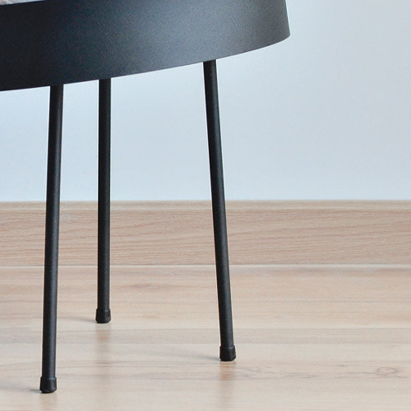 Round with Metal Accents Coffee Table Modern 4 Legs Cocktail Table