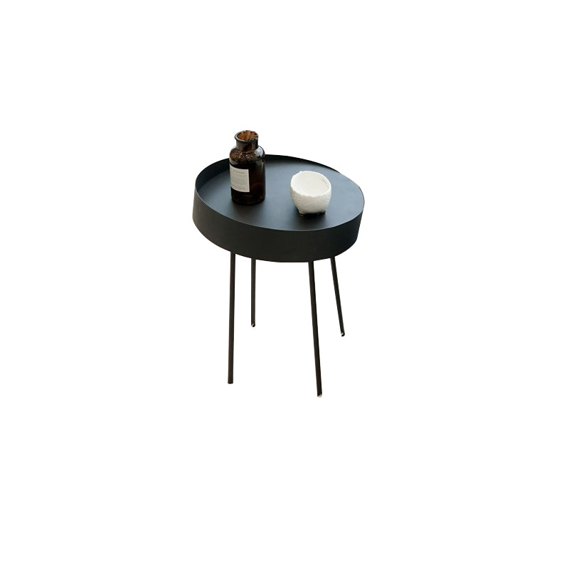 Round with Metal Accents Coffee Table Modern 4 Legs Cocktail Table