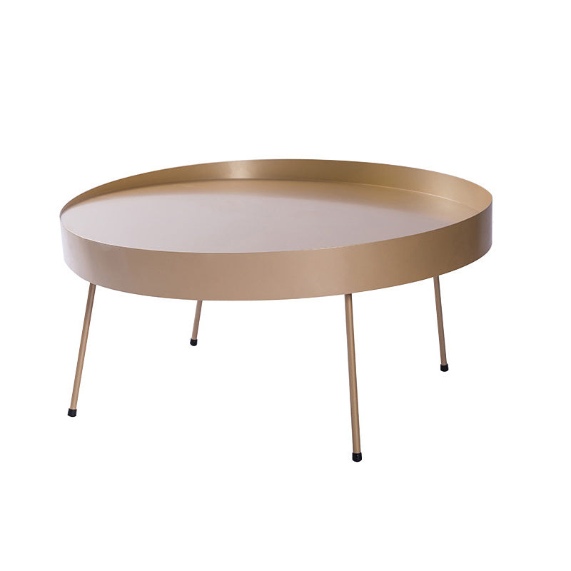 Round with Metal Accents Coffee Table Modern 4 Legs Cocktail Table
