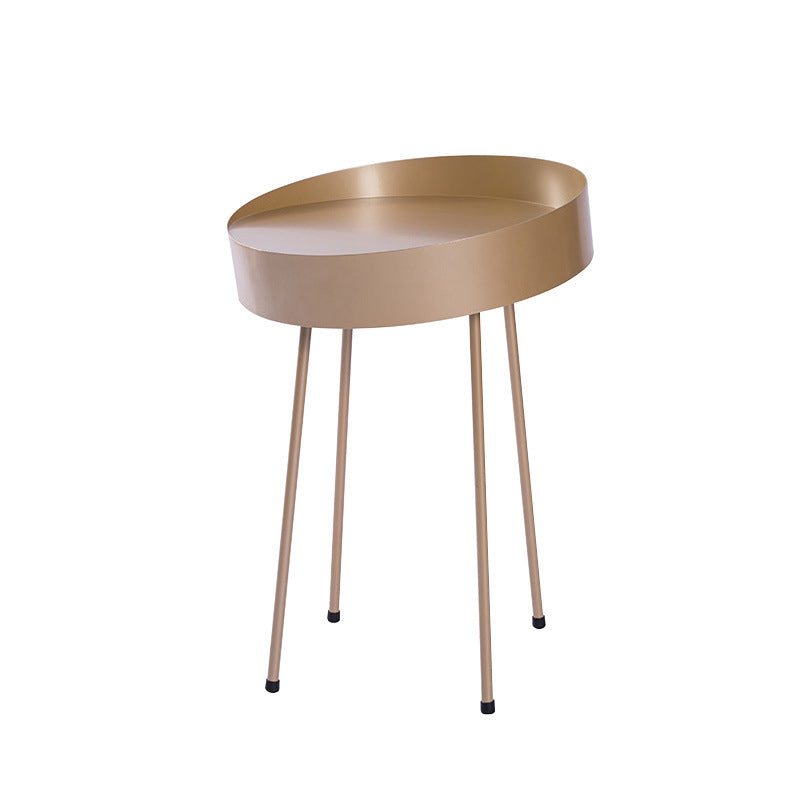 Round with Metal Accents Coffee Table Modern 4 Legs Cocktail Table