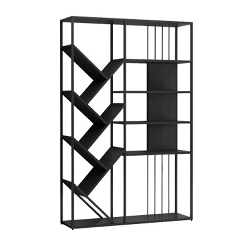 Modern Vertical Etagere Bookshelf Metal Frame Manufactured Wood Shelf Bookcase