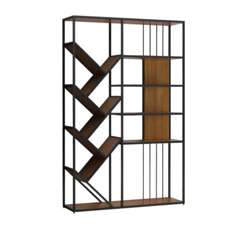 Modern Vertical Etagere Bookshelf Metal Frame Manufactured Wood Shelf Bookcase