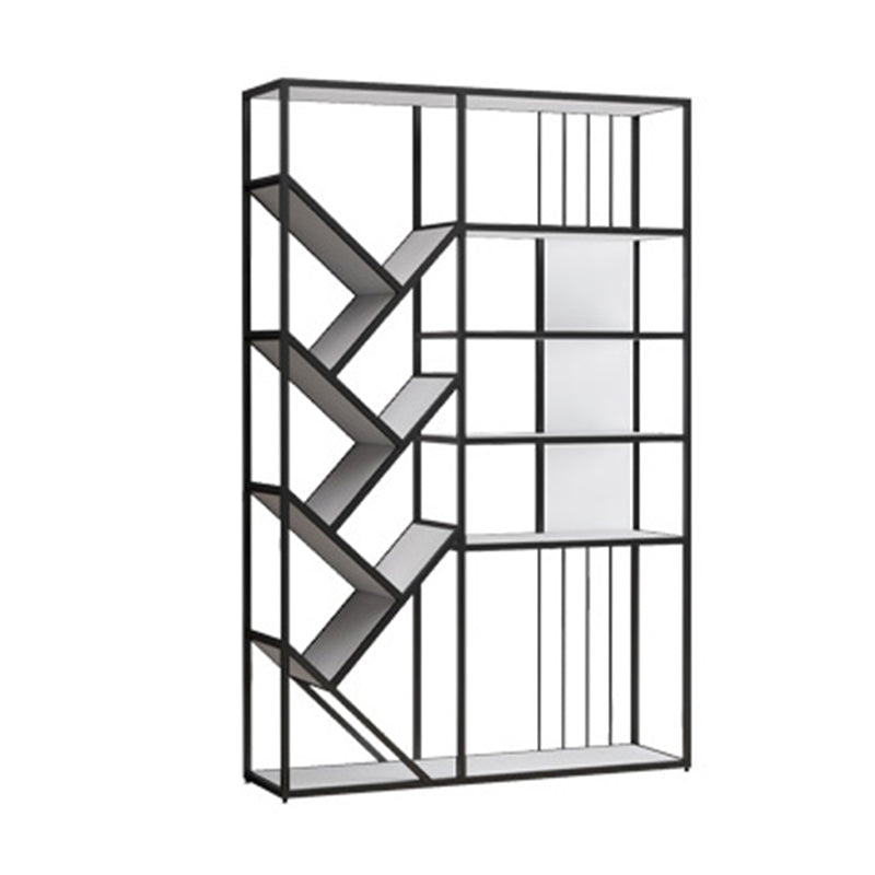 Modern Vertical Etagere Bookshelf Metal Frame Manufactured Wood Shelf Bookcase