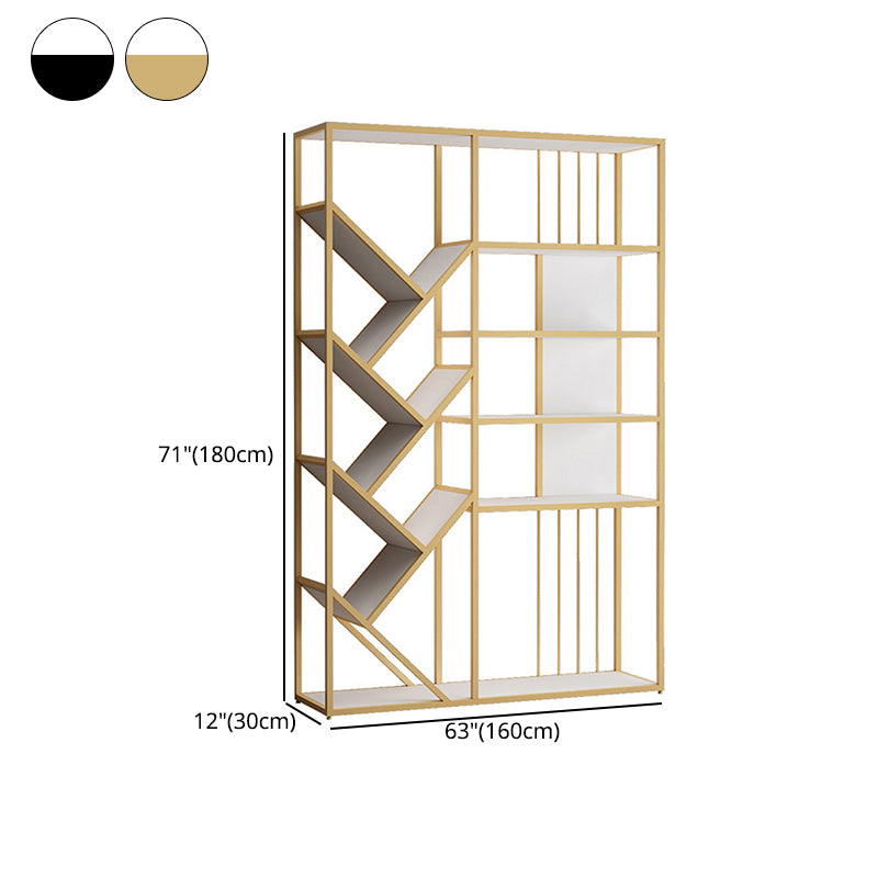 Modern Vertical Etagere Bookshelf Metal Frame Manufactured Wood Shelf Bookcase